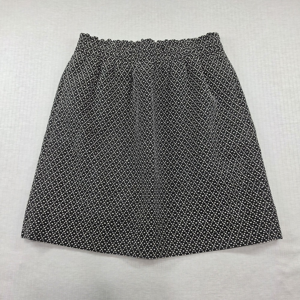 J. Crew Black White Polka Dot Elastic Waist Mini Skirt Size 2 Preppy Business